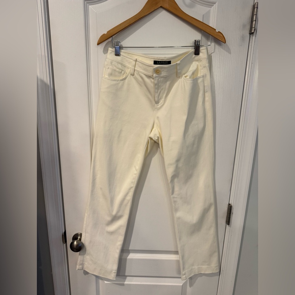 Ralph Lauren Women's Winter White Stretch Straight Leg Dress Pants